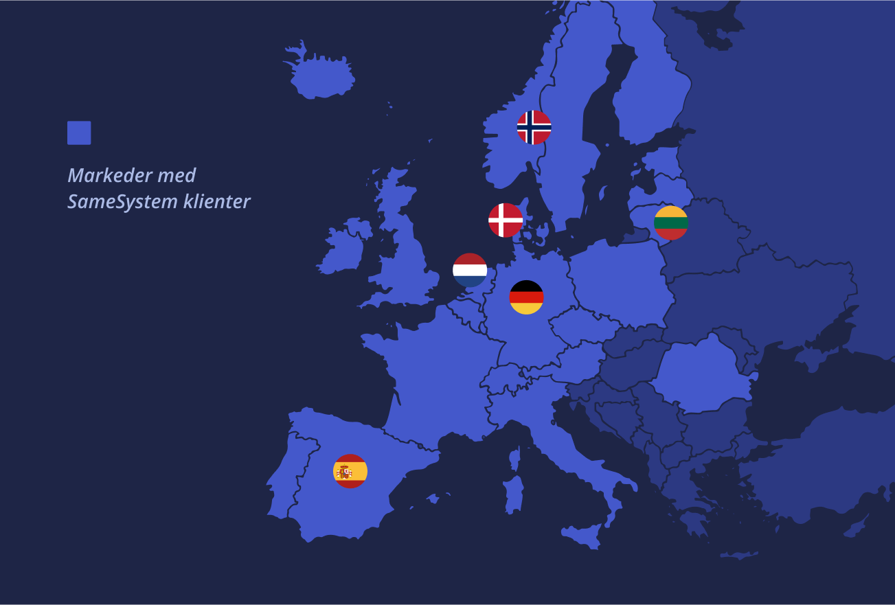Map showing SameSystem's presence in Europe